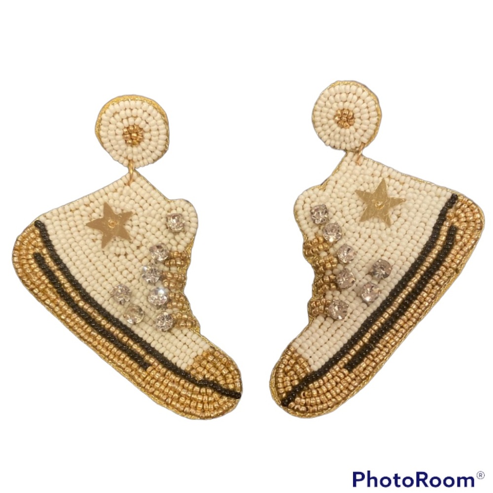 Beaded sneaker earrings